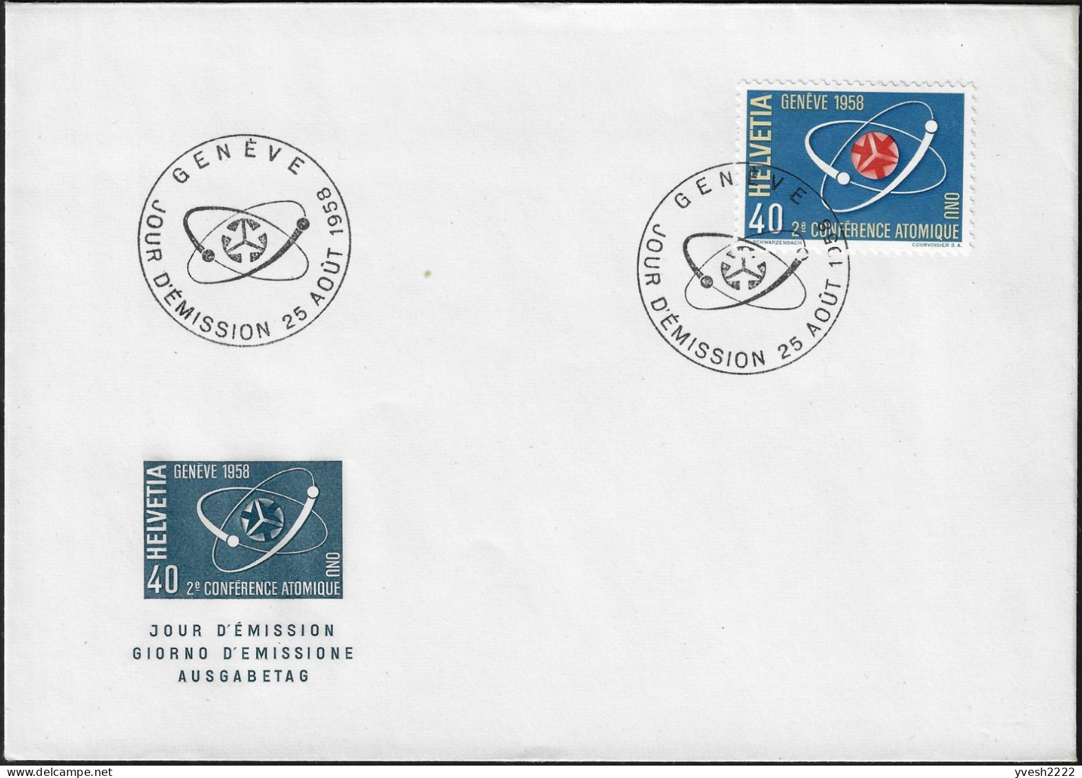 Suisse 1958 Y&T 611 Sur FDC. Conférence Sur L'énergie Atomique - Atoom