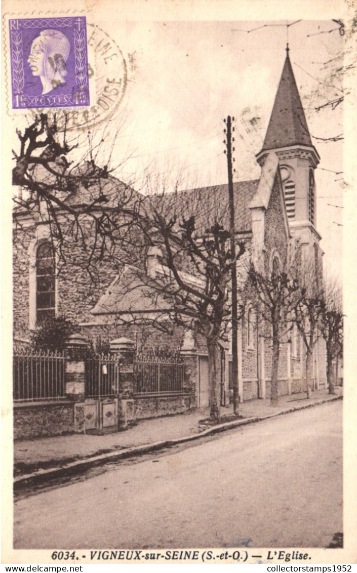 VIGNEUX SUR SEINE, ESSONNE, CHURCH, ARCHITECTURE, FRANCE, POSTCARD - Vigneux Sur Seine