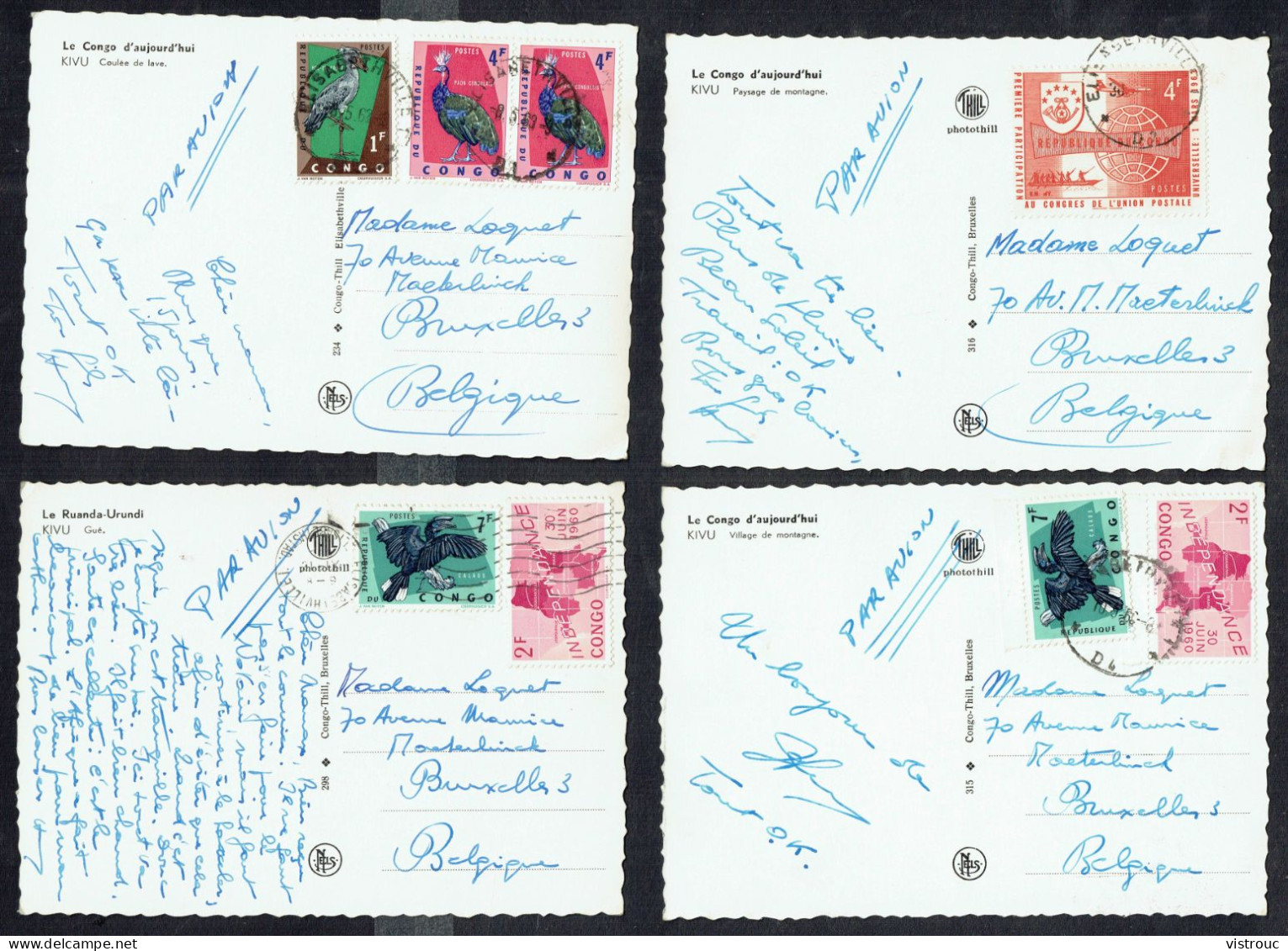 8 CP Diverses: KIVU, Construction D'une Case Et Paysages Divers -  Circulated - Circulé - Gelaufen - 1963. - Ruanda-Urundi