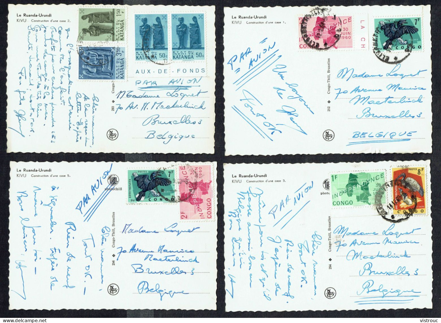 8 CP Diverses: KIVU, Construction D'une Case Et Paysages Divers -  Circulated - Circulé - Gelaufen - 1963. - Ruanda- Urundi