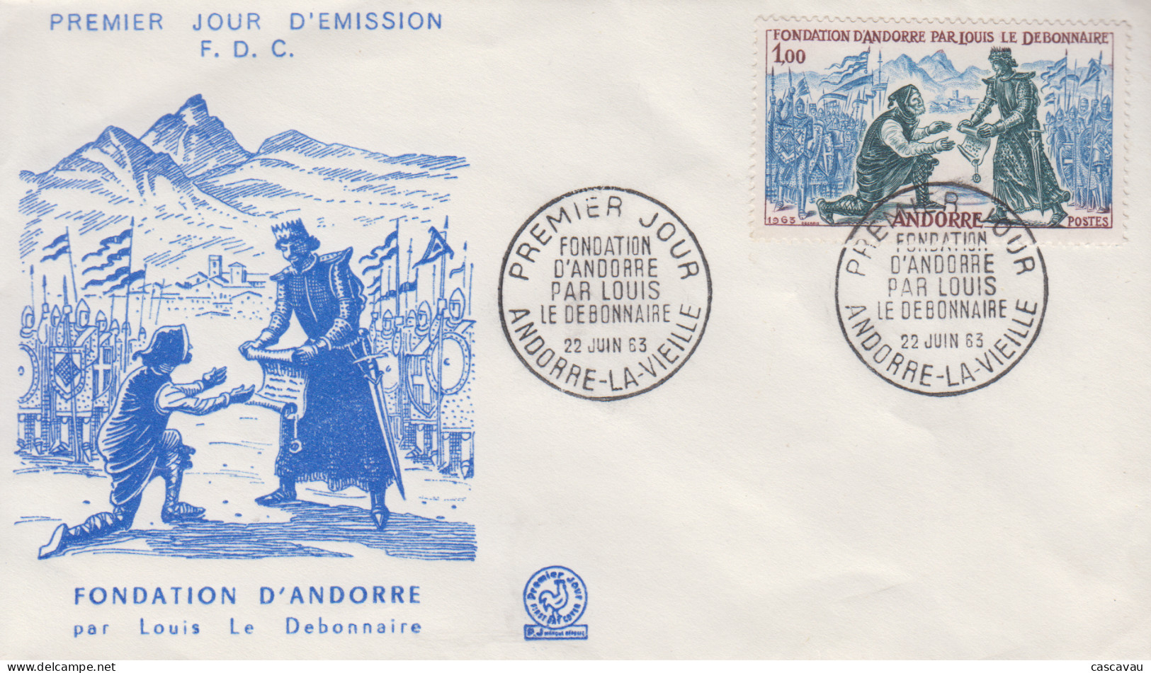 Enveloppe  FDC  1er  Jour  ANDORRE     Fondation  D' Andorre  Par   Louis  Le  Débonnaire     1963 - FDC