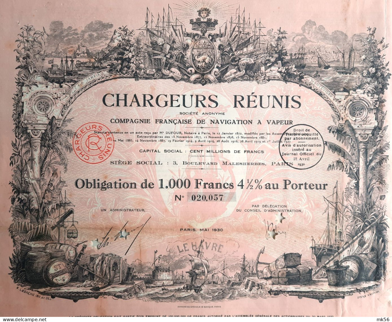 Chargeurs Réunis - Compagnie Francaise De Navigation à Vapeur - 1930 - Paris - Deco ! - Navegación