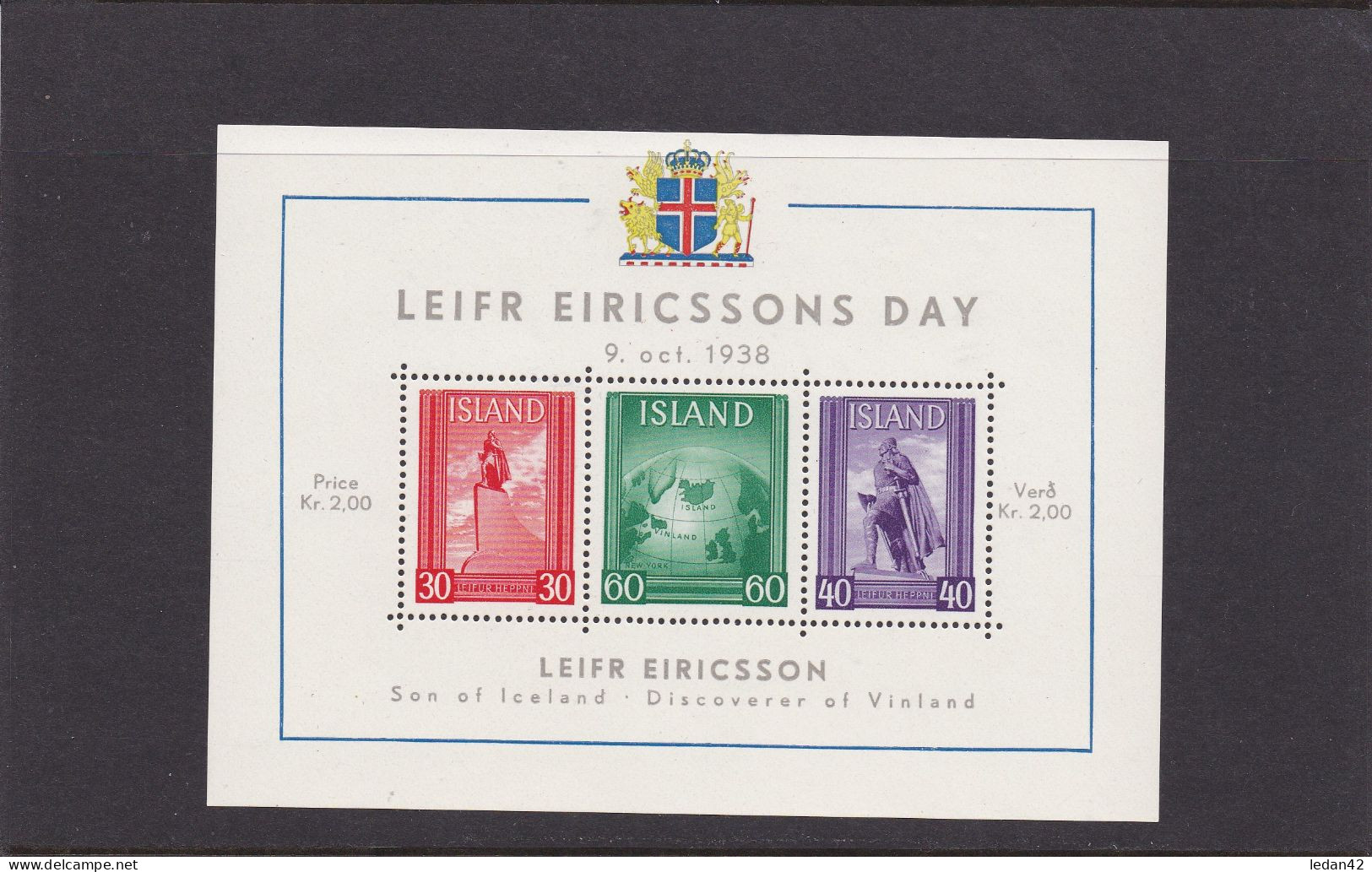 Islande 1938, Cat. Yvert N° BF2 - Hojas Y Bloques