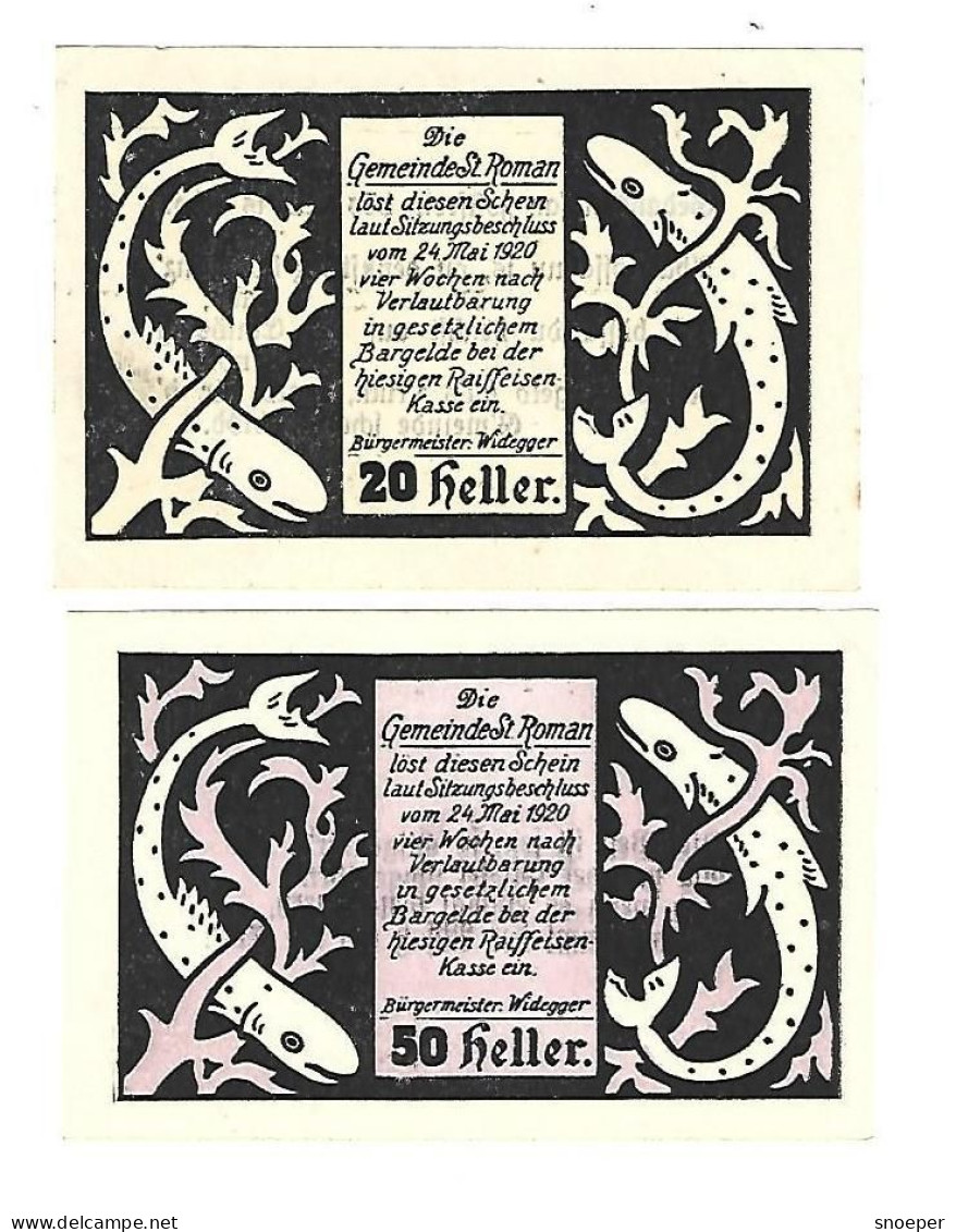 **notgeld   Austria  St  Roman 20+50 Heller  935a - Autriche