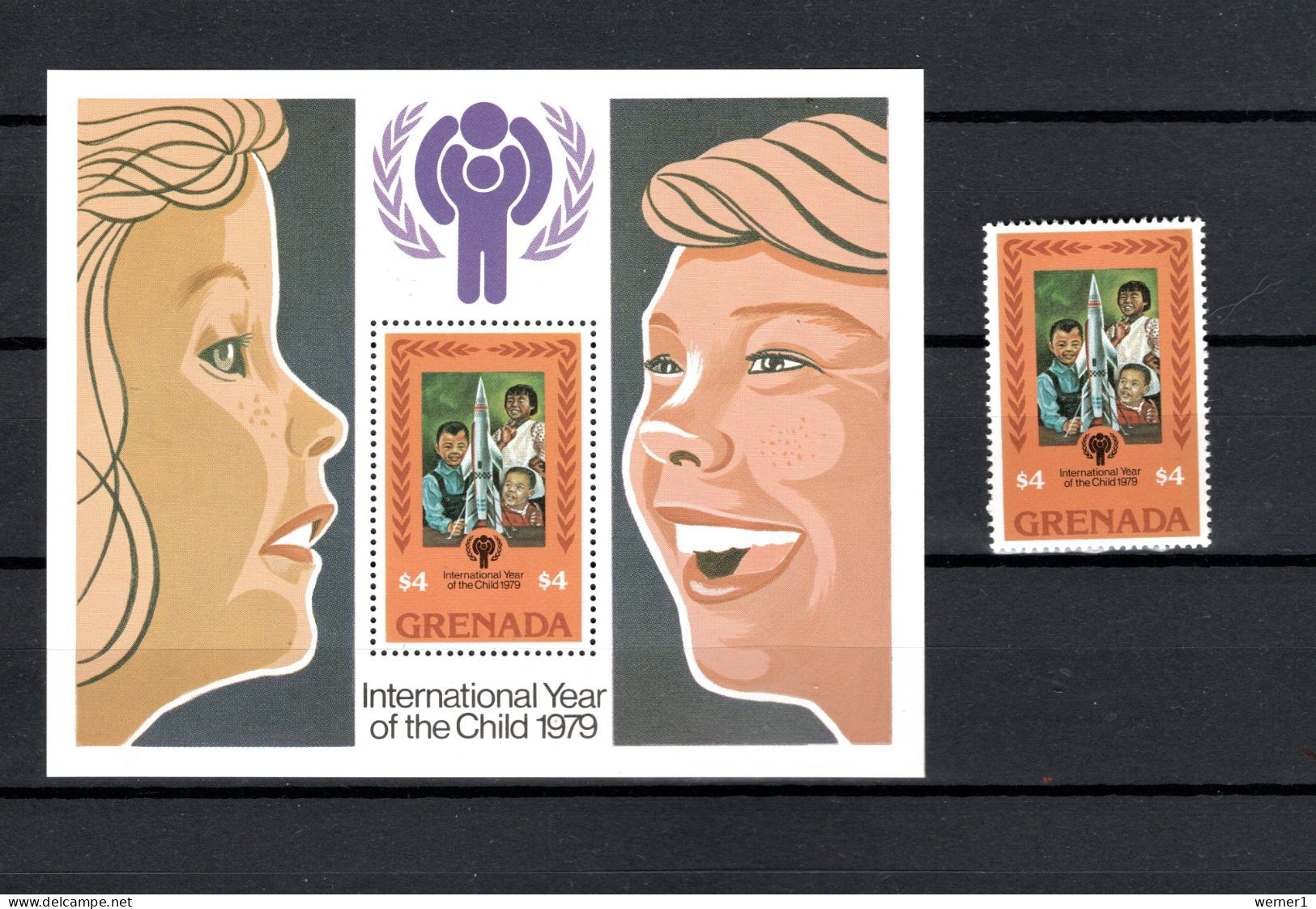 Grenada 1979 Space, IYC International Year Of The Child, Child With Rocket Stamp + S/s MNH - América Del Norte
