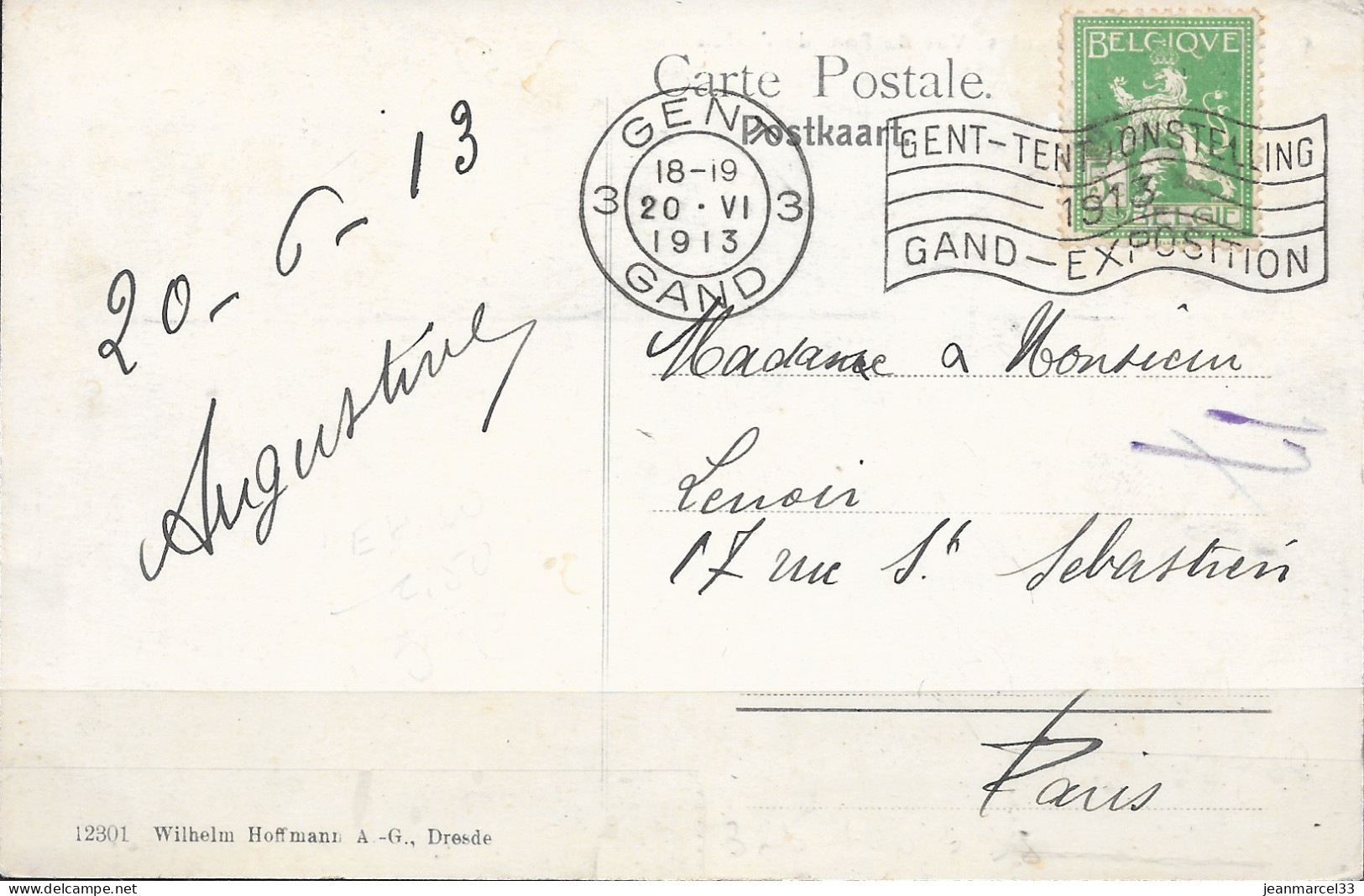 Flamme De Gent 3 / Gand 20.VI I9I3 ".......1913 GAND--EXPOSITION" - Targhette