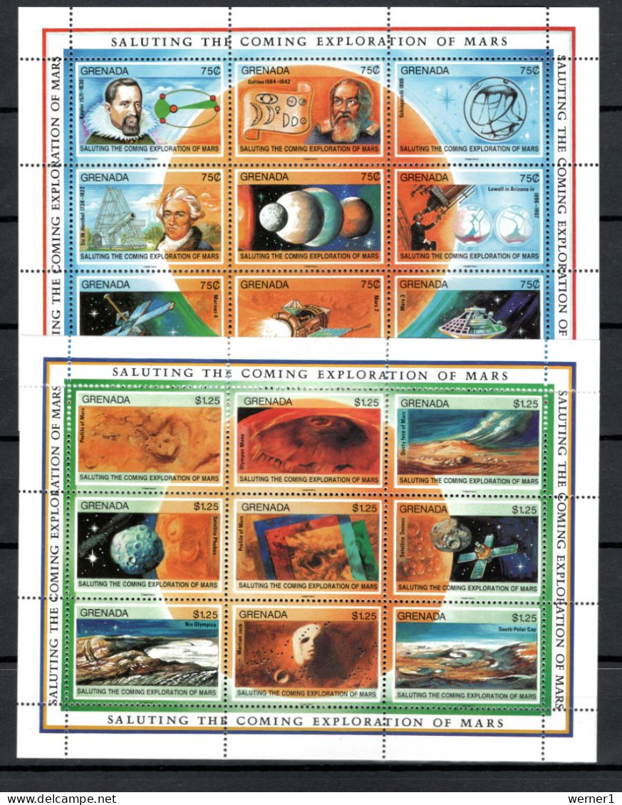 Grenada 1991 Space, Mars Exploration 3 Sheetlets + 3 S/s MNH - North  America