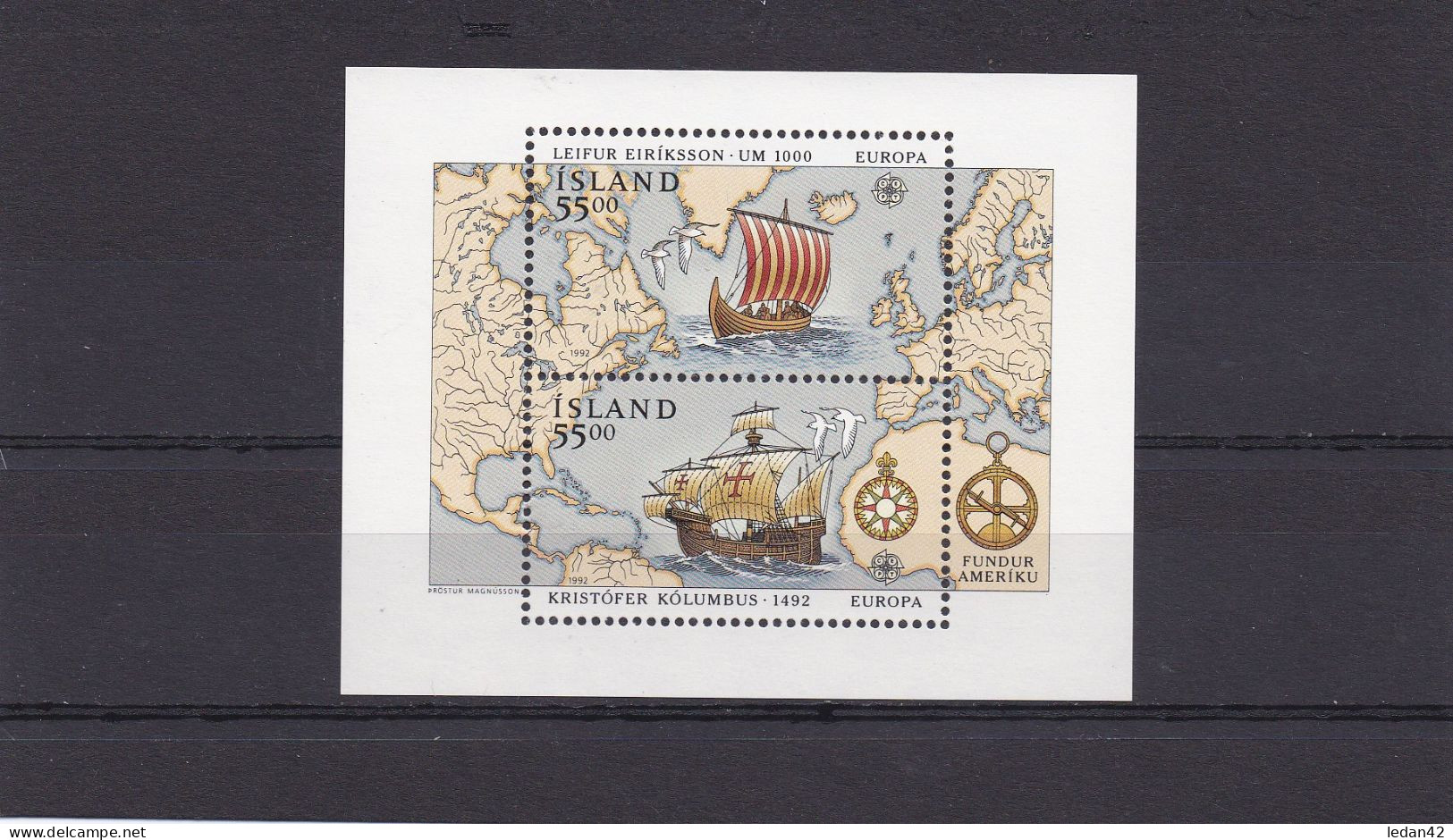 Islande 1992, Cat. Yvert N° BF13. Europa 500e Anniversaire De La Découverte De L'Amérique. - Blocks & Sheetlets