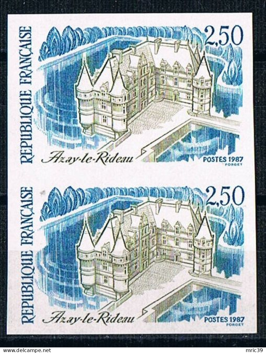 France 1987 N° 2464 Paire  Non Dentelé  IMP Neuf MNH ** Azay Le Rideau - 1981-1990