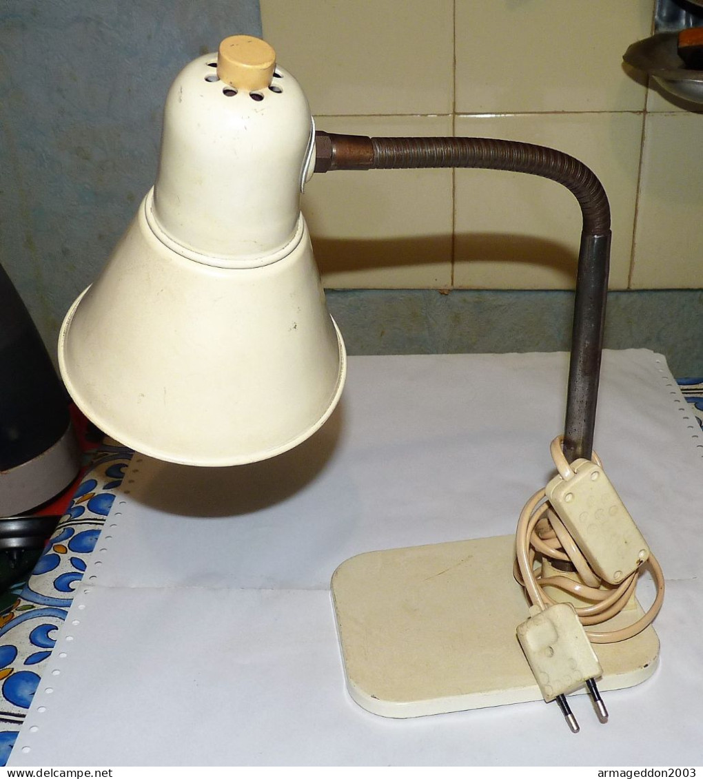 VINTAGE VRAIE ANCIENNE LAMPE METAL PIED DESING RECTANGLE USINE DE BUREAU METIER LOFT - Lighting & Lampshades