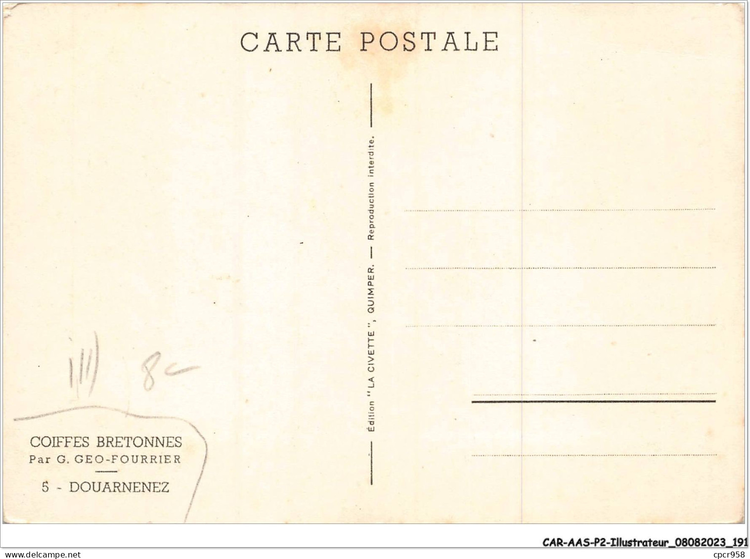 CAR-AASP2-0212 - ILLUSTRATEUR - Coiffes Bretonnes - Douarnenez GEO FOURRIER - Fourrier, G.