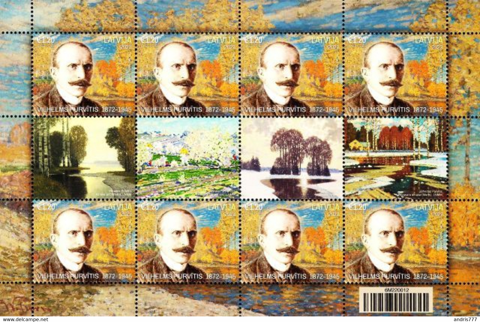 Latvia Lettland Lettonie 2022 (04) 150 Years Since The Birth Of The Latvian Landscape Painter Vilhelms Purvitis (sheet) - Letonia