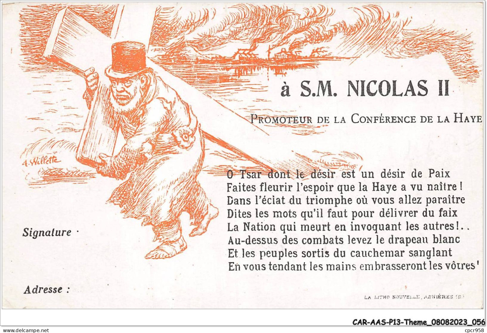 CAR-AASP13-0883 - POLITIQUE - CARTE PHOTO - A S M NICOLAS II - PROMOTEUR DE LA CONFERENCE DE LA HAYE - Satirische