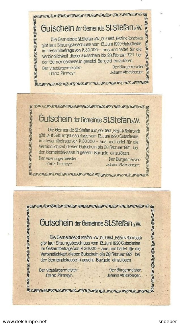 **notgeld   Austria  St Stefan Am Walde  Serie Compleet   937a - Autriche