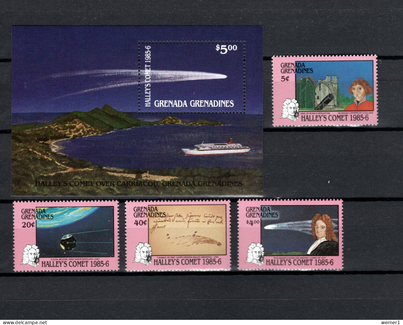 Grenada - Grenadines 1986 Space, Halley's Comet Set Of 4 + S/s MNH - Nordamerika