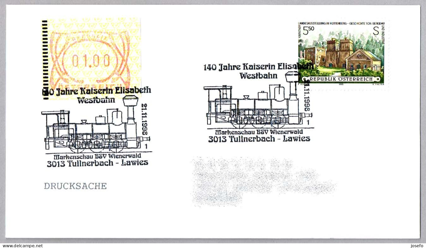 140 Jahre KAISERIN ELISABETH WESTBAHN - 140 Años Ferrocarril - 140 Years Railroad. Tullnerbach Lawies 1998 - Treinen