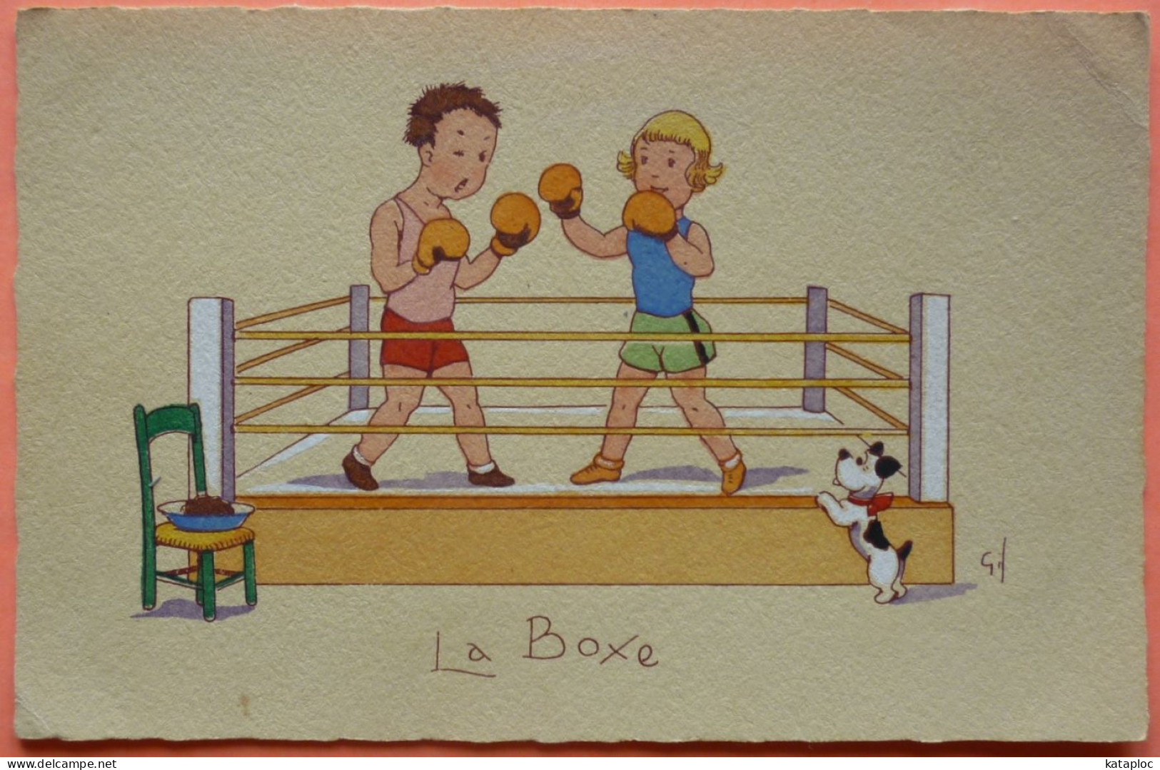 CARTE HUMORISTIQUE LA BOXE - ILLUSTRATEUR GIL -2 SCANS-15 - Boxeo