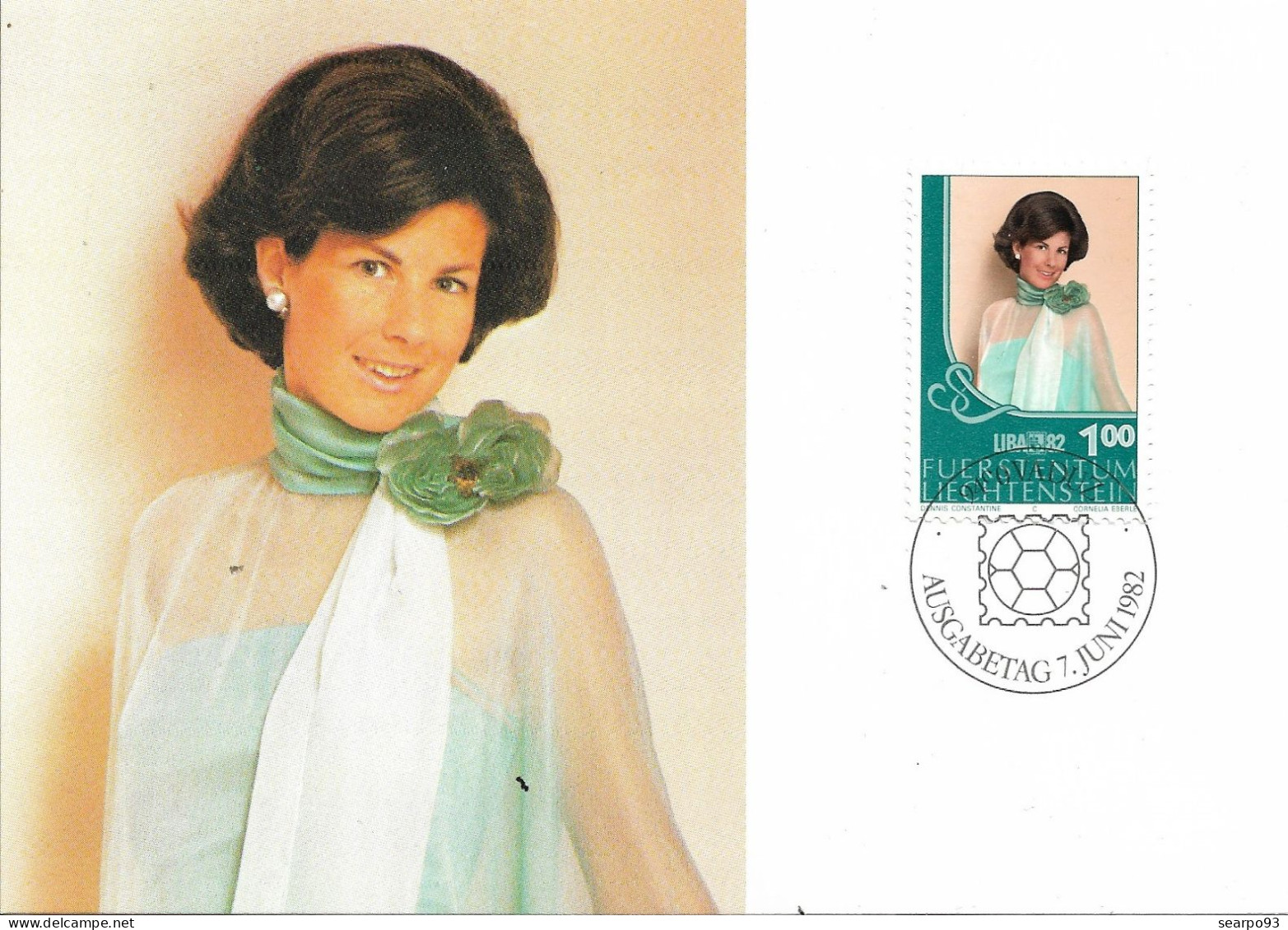 LIECHTENSTEIN. MAXICARD FIRST DAY. HEREDITARY PRINCESS MARIE AGLAE OF LIECHTENSTEIN. 1982 - Cartes-Maximum (CM)