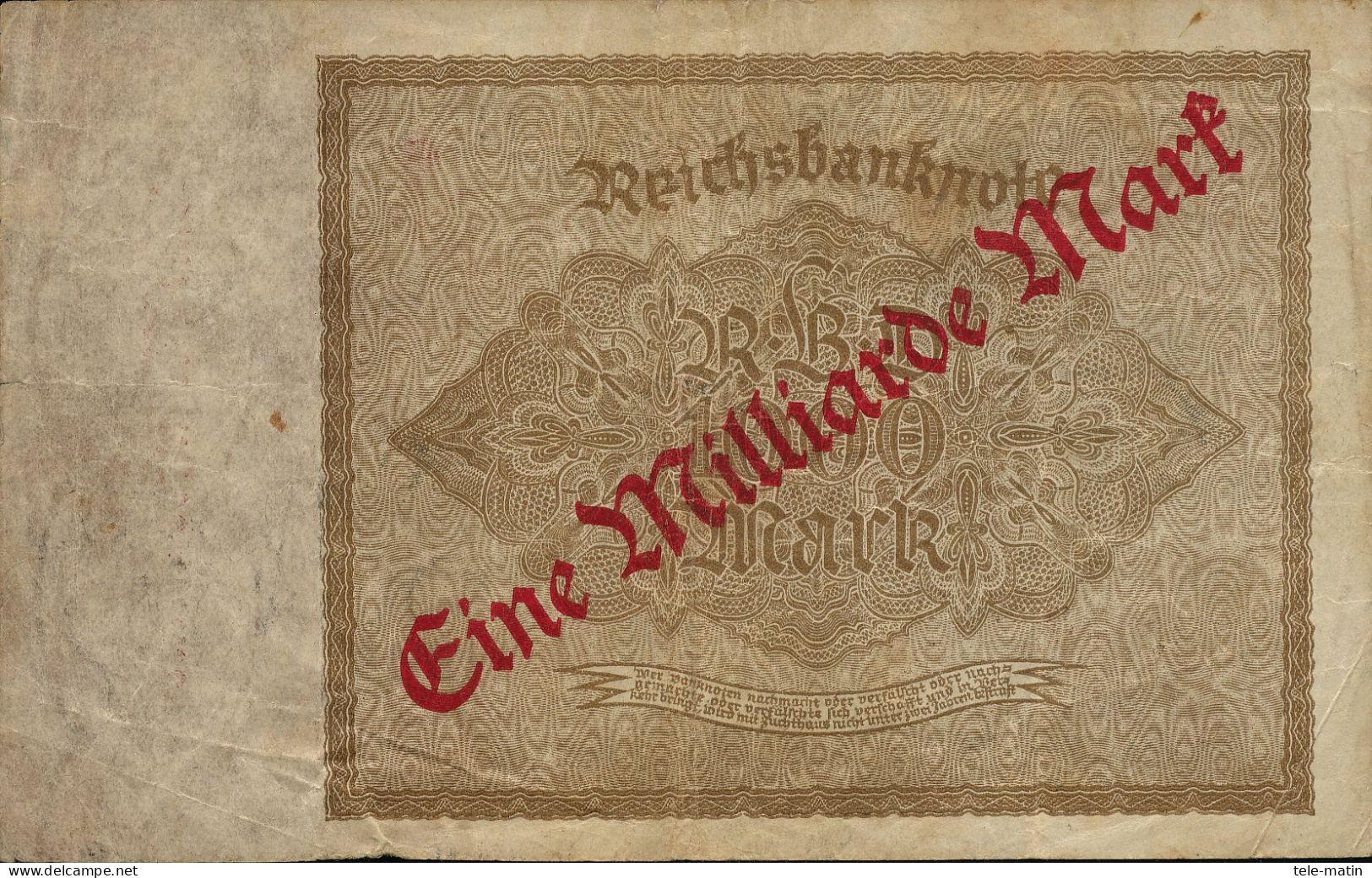 2 Billets D'Allemagne De 1922 Avec Surcharge De Un Milliard De Mark - Collezioni