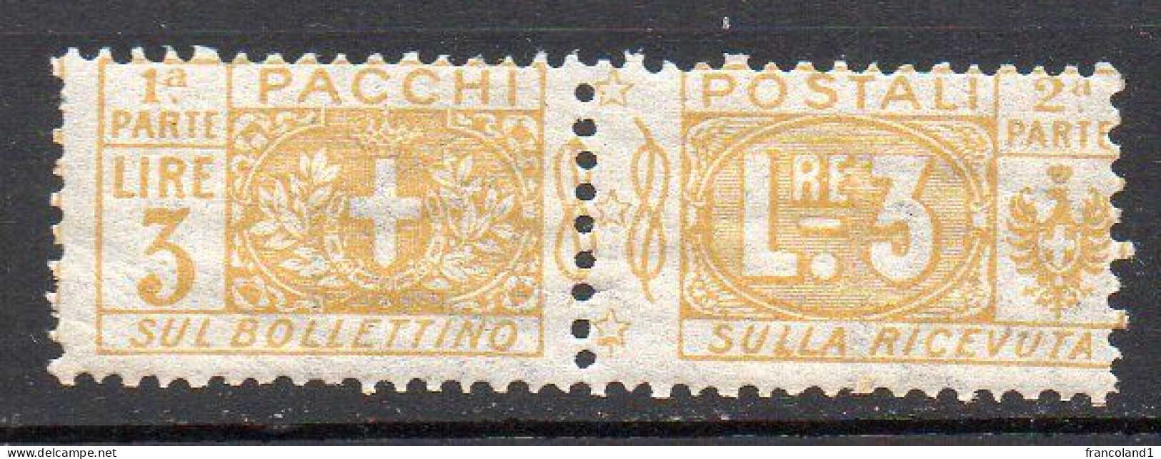 1914 Regno Pacchi N. 14  3 Lire Integro MNH** Sassone 200 Euro - Colis-postaux