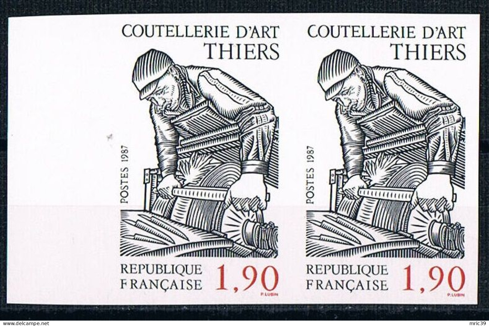 France 1987 N° 2467 Paire  Non Dentelé  IMP Neuf MNH ** Coutellerie D'Art Thiers - 1981-1990