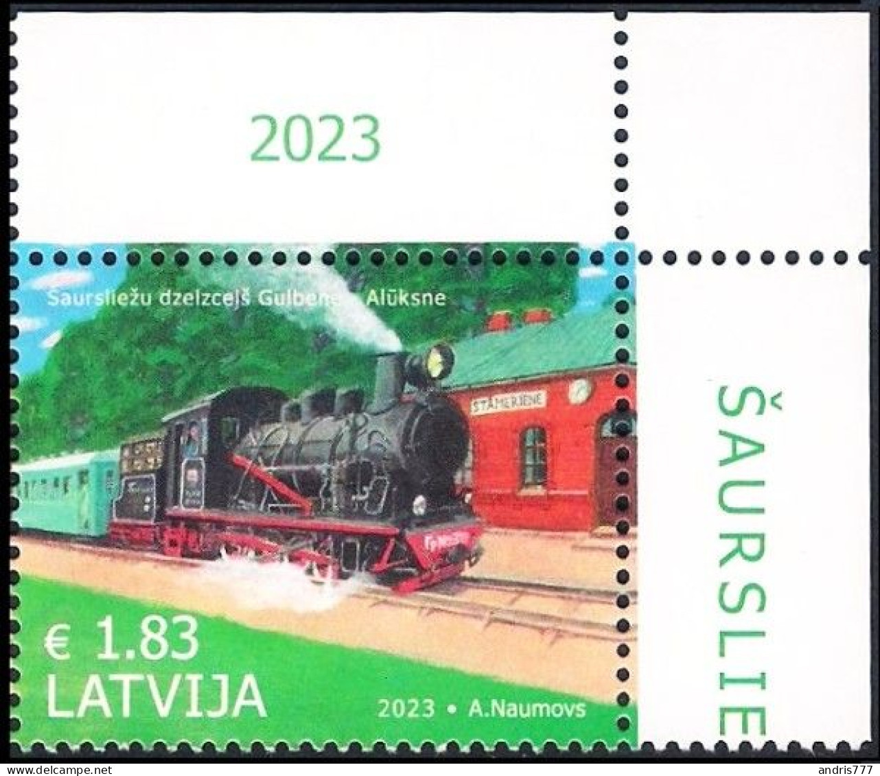 Latvia Lettland Lettonie 2023 (17) Narrow Gauge Railroad Gulbene - Aluksne 120 Years (corner Stamp) - Letonia