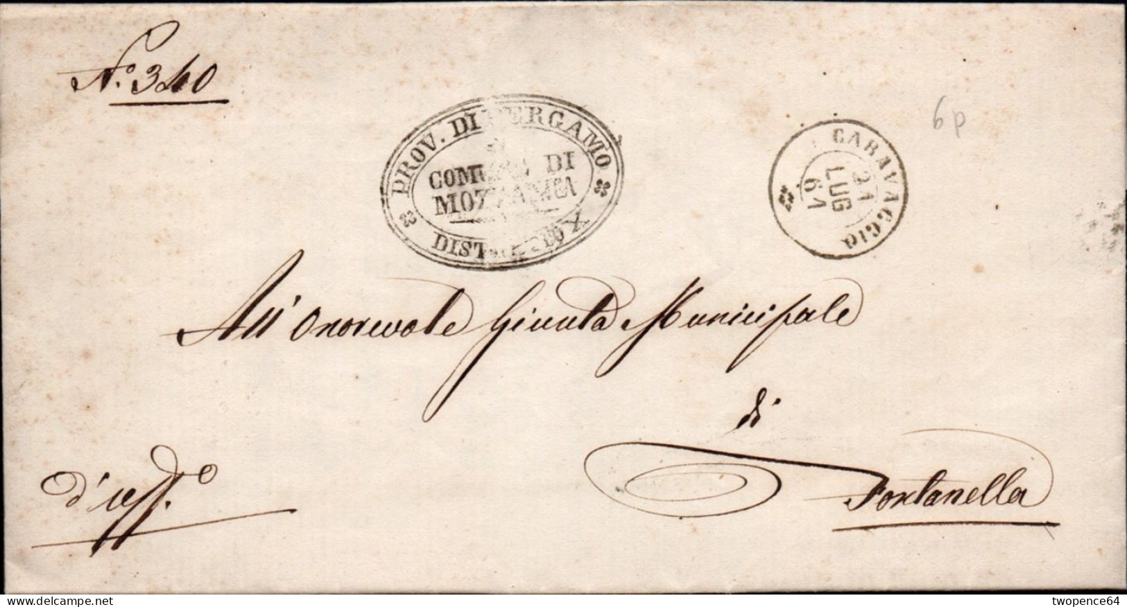 A81 - LETTERA DA CARAVAGGIO A FONTANELLA 1861 - TIMBRI SARDO-ITALIANI - 1. ...-1850 Prephilately