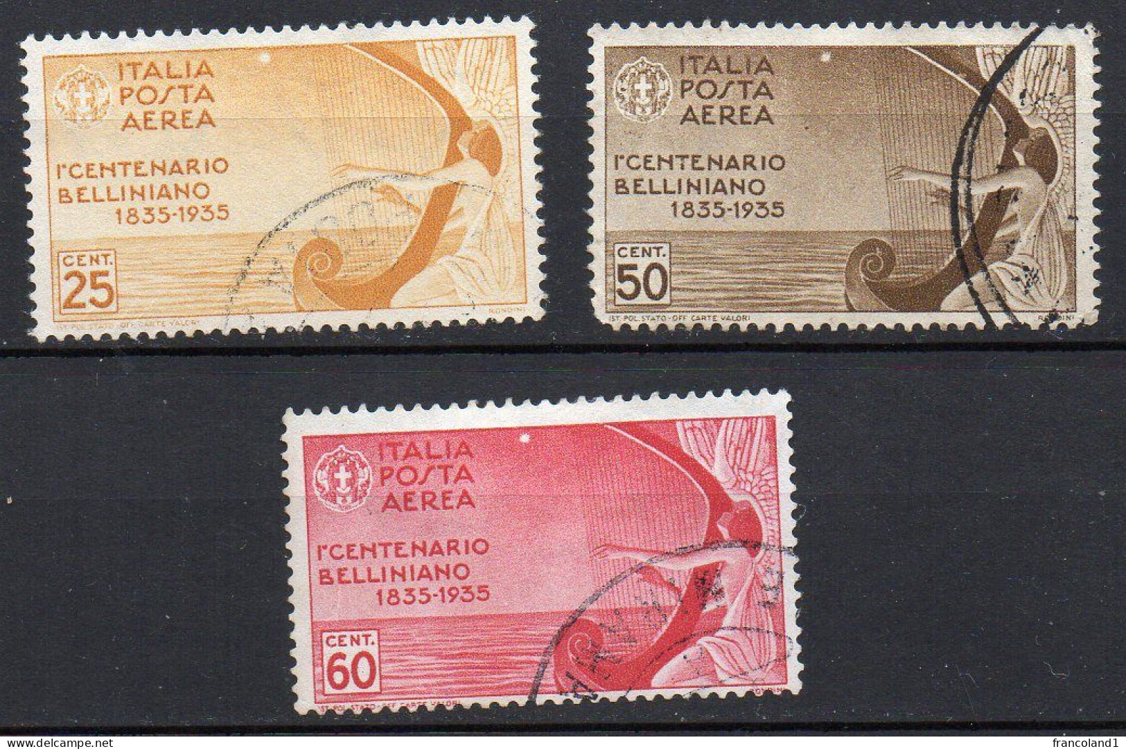 1935 Regno Vincenzo Bellini N. A90 - 92  Timbrati Used - Poste Aérienne