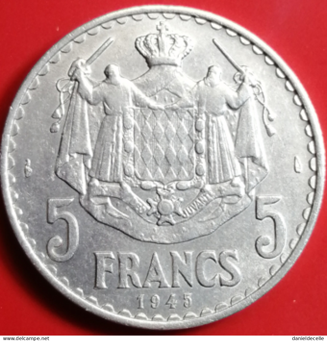 5 Francs 1943 Monaco Aluminium (TTB) - 1922-1949 Luigi II