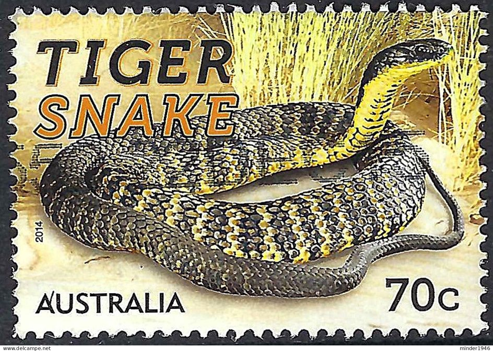 AUSTRALIA 2014 QEII 70c Multicoloured, Fauna-Things That Sting- Tiger Snake FU - Gebruikt