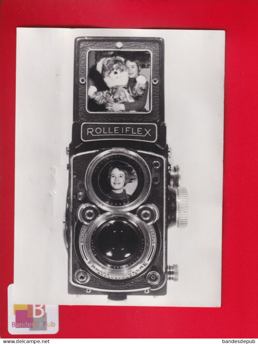 Insolite Photo Originale Vintage Appareil Photo Rolleiflex Montage Du Photographe Avec Photos Enfant Voeux 1974 - Gegenstände