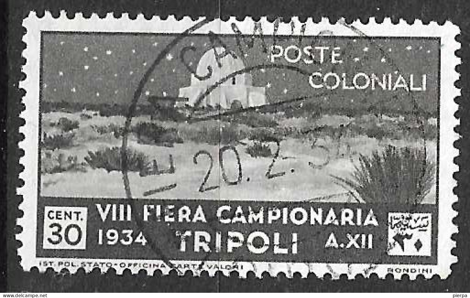 LIBIA - 1934 - 8^ FIERA DI TRIPOLI - C. 30 - USATO ANNULLO FIERA  (YVERT TRIPOLITANIE 145 - MICHEL TRI 205 - SS LIB 128) - Libya