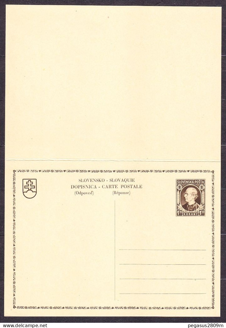 SLOVAKIA 1939, Unused Double Stationery. HLINKA. - Briefe U. Dokumente