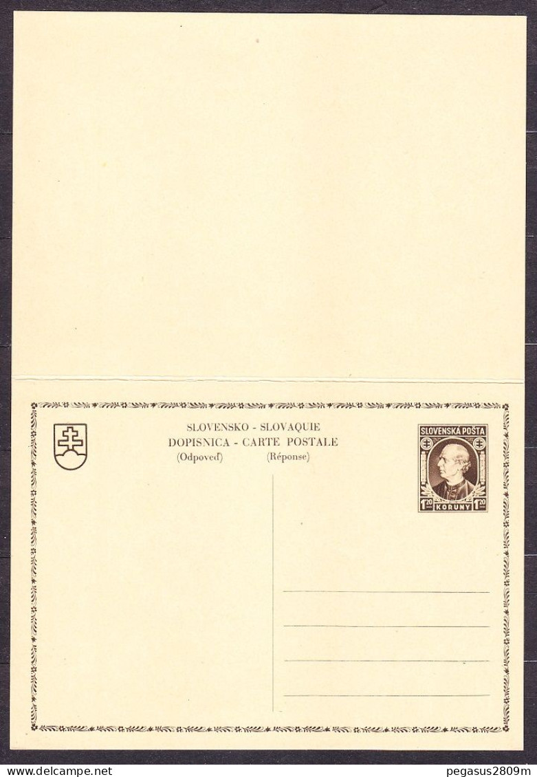 SLOVAKIA 1939, Unused Double Stationery. HLINKA. - Brieven En Documenten