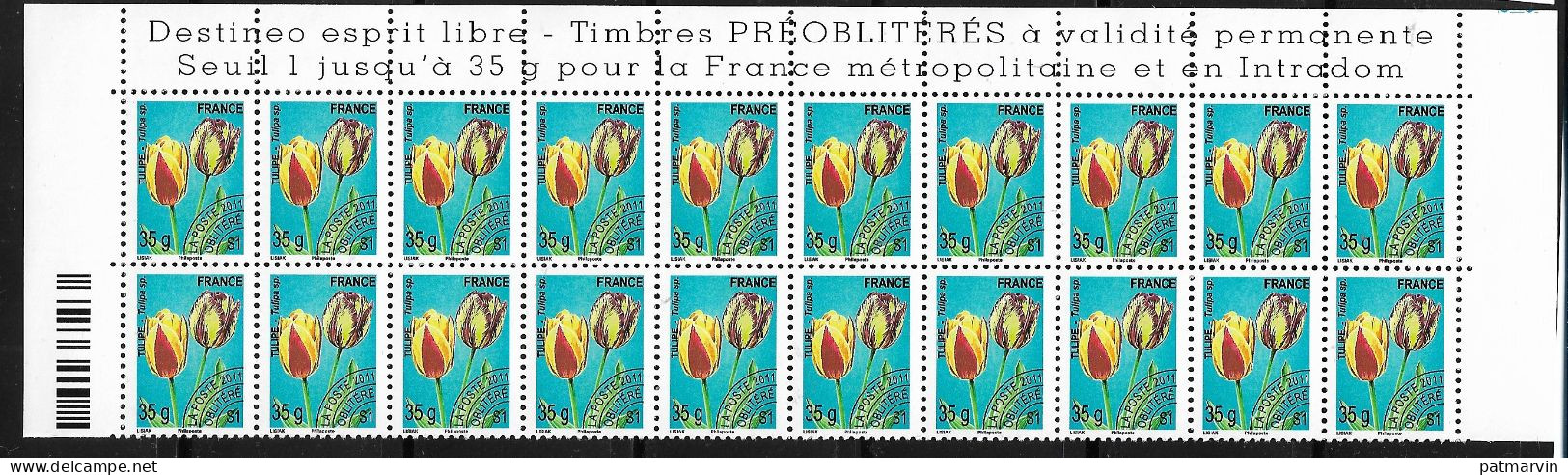 France Préoblitéré An2023 Neuf** Tulipe Y&T N° 259A Philaposte Avec A Au Lieu De @ Haut De Feuille - Autres & Non Classés