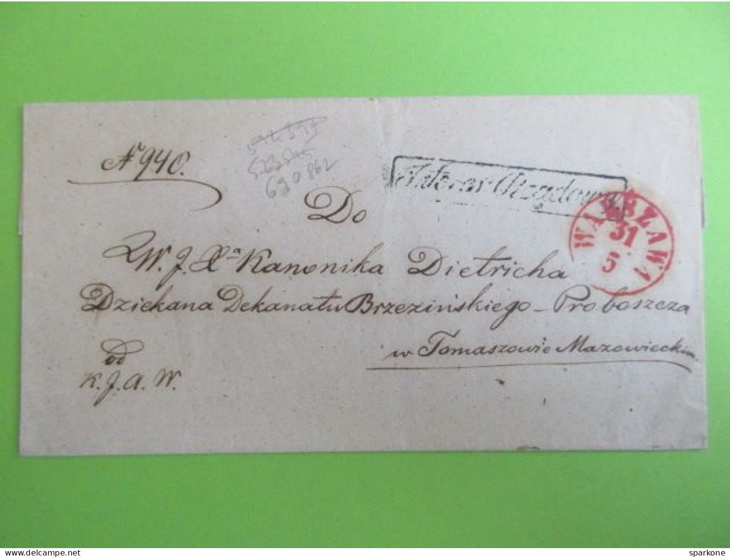 Marcophilie - Enveloppe - Warszawa - Vienne Pologne - ...-1860 Prephilately