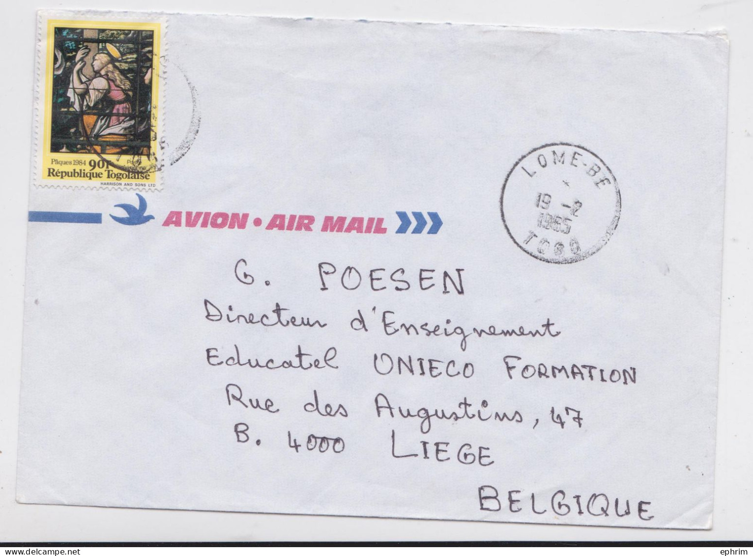 Togo Lettre Timbre Pâques 1984 Easter Stamp Air Mail Cover - Togo (1960-...)