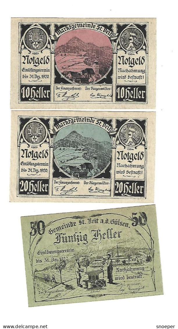 **notgeld   Austria St Veit  A/d Golsen Serie Compleet   942a  Cat  Val 3 Euro - Oesterreich