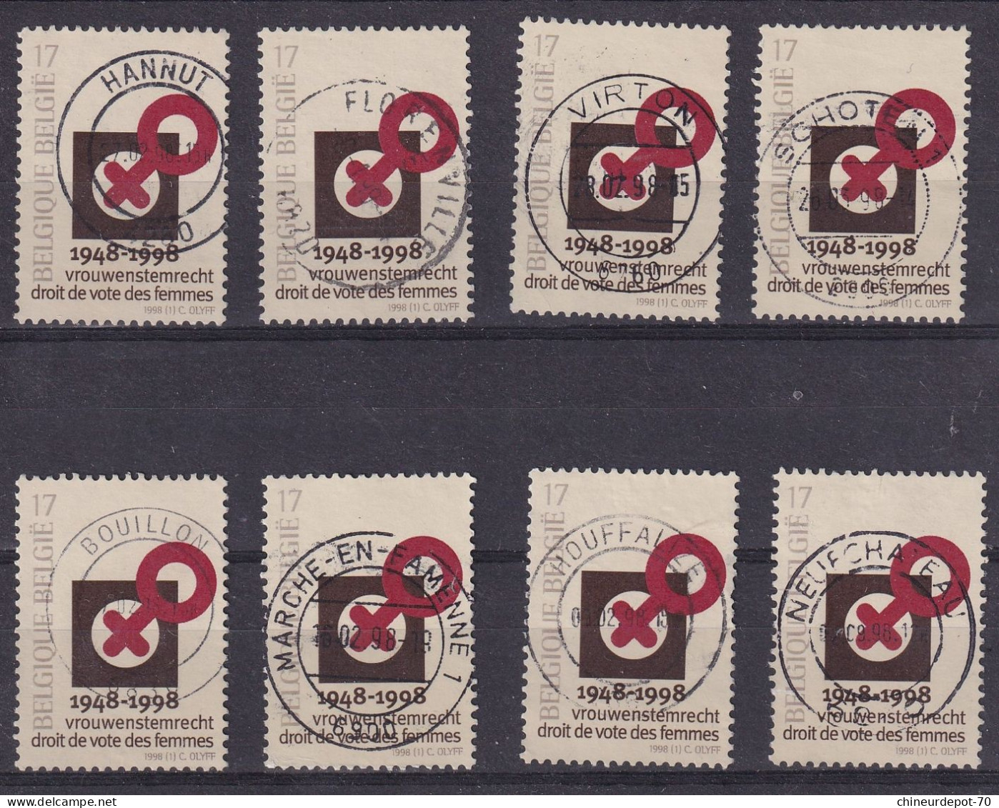 DROIT DE VOTE DES FEMMES Hannut Florenville Virton Schoten Bouillon Marche En Famenne Houffalize Neufchâteau - Used Stamps