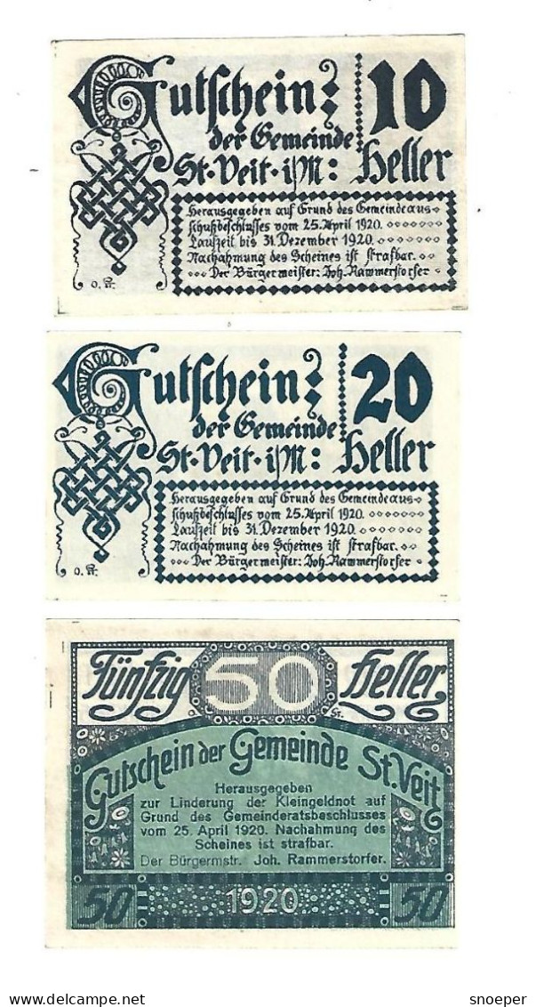 **notgeld   Austria St Veit   Im Muhlkreis Serie Compleet   944a - Oesterreich