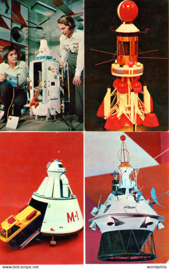 USSR /Soviet 1978 Cosmos Space Folder Of 15 Fantasy (really Built) Exhibition Postcards - Space