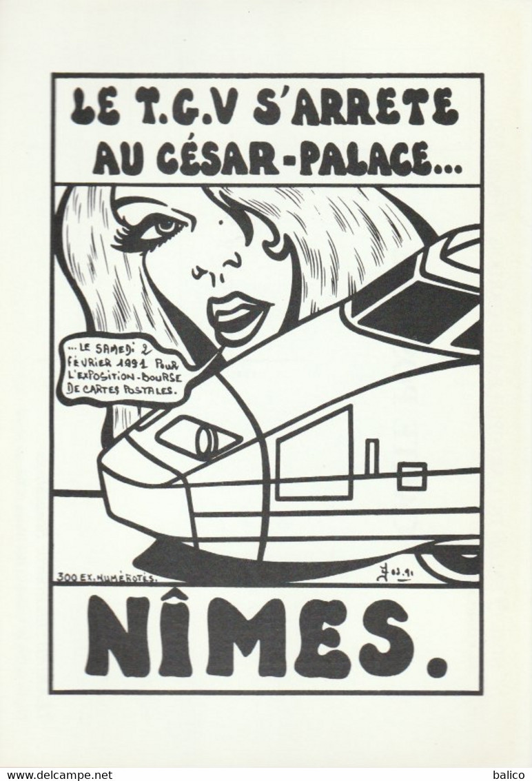 Le T.G.V. S'arrête Au CÉSAR-PALACE NIMES, Février 1991 Bourse  - Illustré Par,  Jacques Lardie - - Beursen Voor Verzamellars