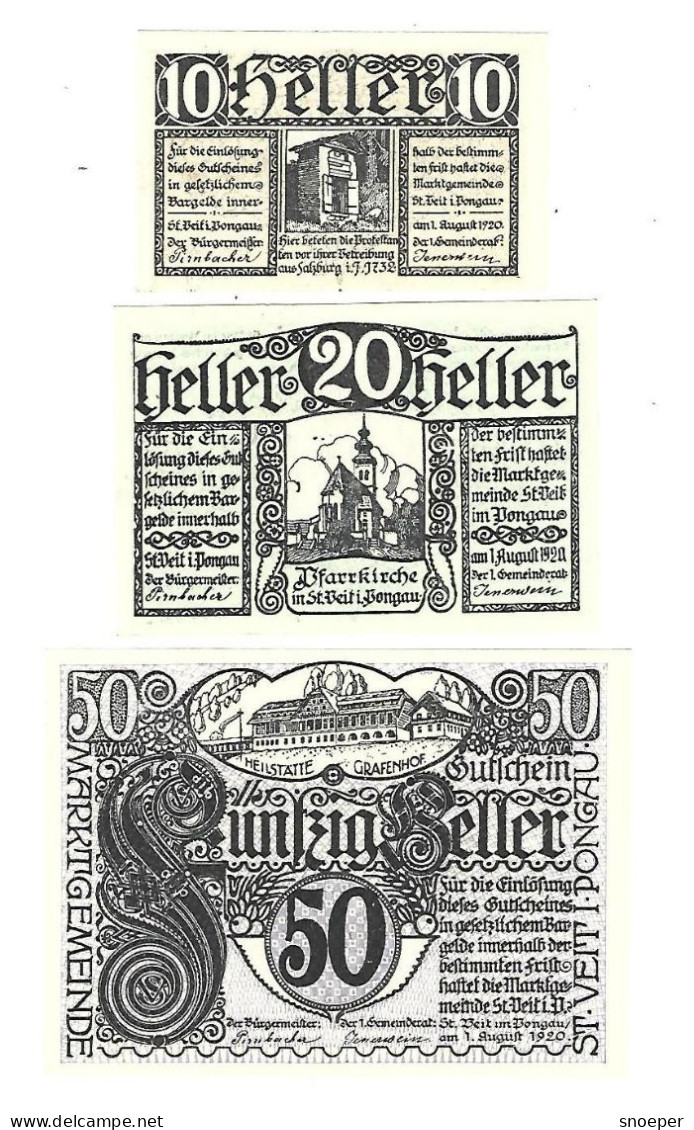 **notgeld   Austria St Veit   Im  Pongau Serie Compleet   945a - Oesterreich