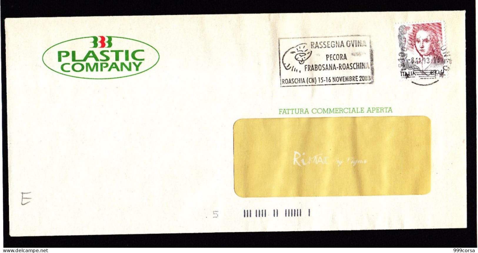 St. Post. 2003 Italia, Animali, Targhetta "Rassegna Ovina,Pecora Frabosana-Roaschina,Roaschia(CN)" (ERe) - 2001-10: Marcofilia
