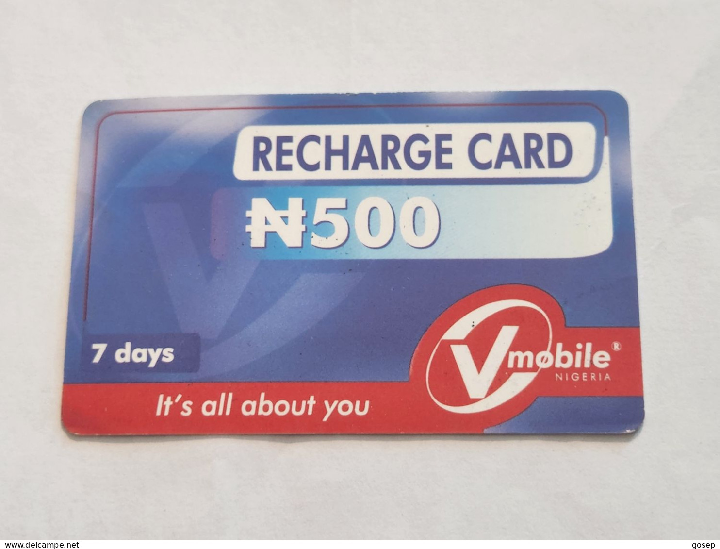 NIGERIA-(NG-VMO-REF-0001A)-V-mobile-(2703-5595-5169-0064)-(7)-(500 Naria Nigri)-used Card - Nigeria