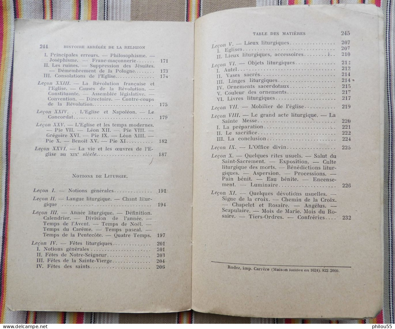 12 RODEZ Imprimerie CARRERE Histoire Abregee de la Religion Abbe GENIEYS 1922