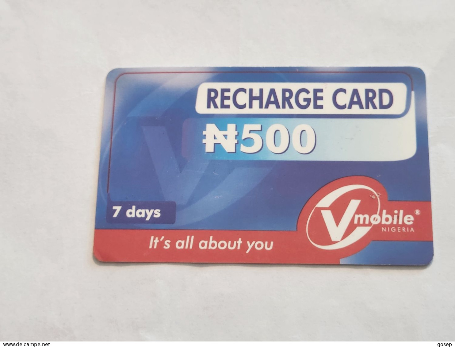NIGERIA-(NG-VMO-REF-0001A)-V-mobile-(5060-7222-1435-6099)-(8)-(500 Naria Nigri)-used Card - Nigeria
