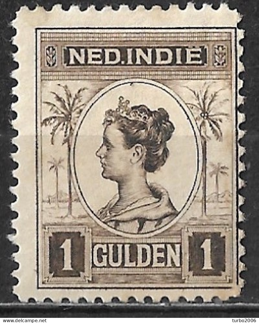 Ned. Indië: 1913-1932 Koningin Wilhelmina 1 Gulden Bruin NVPH 132 B Ongestempeld - Indes Néerlandaises