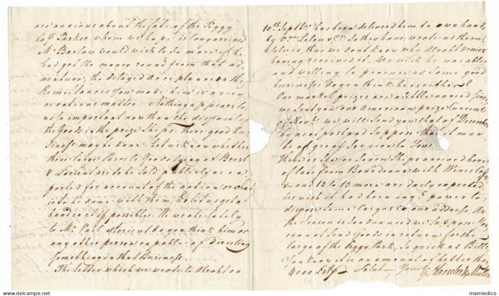 3 Décembre 1794 Enveloppe-lettre Envoyée D'HAMBURG( ALLEMAGNE) Pour PARIS En Passant Par Basle( BÂLE) - Ohne Zuordnung