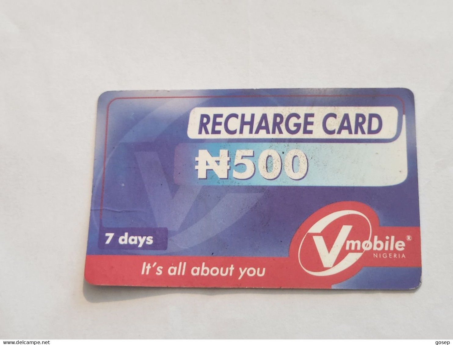 NIGERIA-(NG-VMO-REF-0001A)-V-mobile-(6775-8168-1335-1797)-(9)-(500 Naria Nigri)-used Card - Nigeria